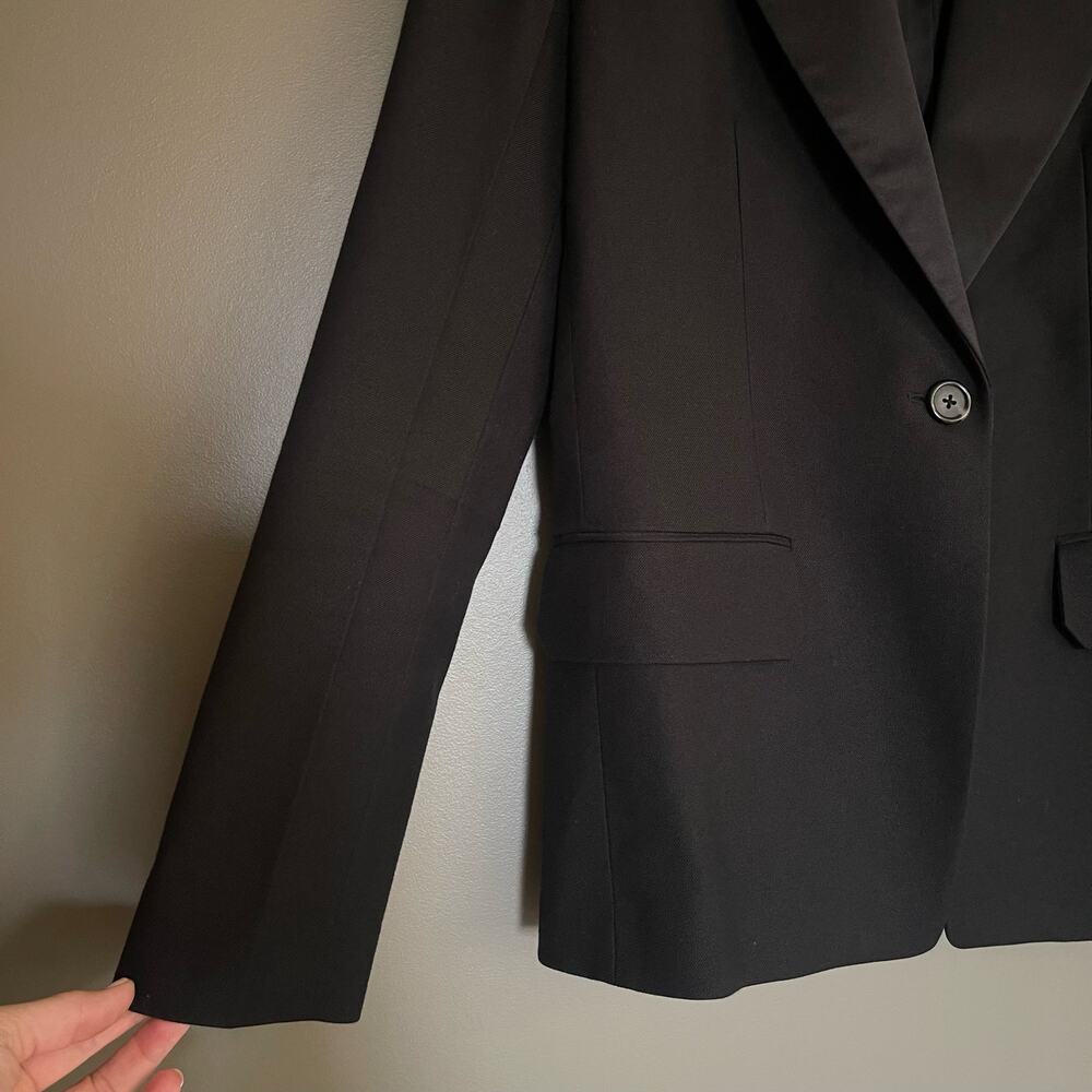 Helmut Lang Shiny Lapel One Button Canvas Tux Bla… - image 6